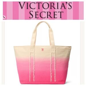 Victorias Secret NWT cream and pink beach tote bag.